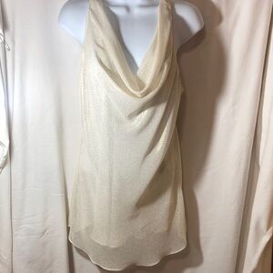 NWT Michael Kors Sexy Shimmery (Gold) Off White Sleeveless Top Dress, Size Small